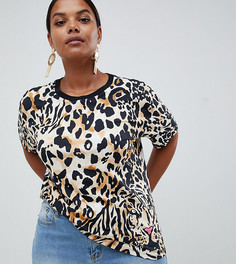 Футболка с анималистичным принтом ASOS DESIGN Curve-Мульти
