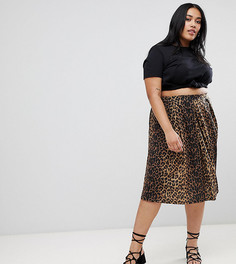 Юбка миди с леопардовым принтом ASOS DESIGN Curve-Мульти