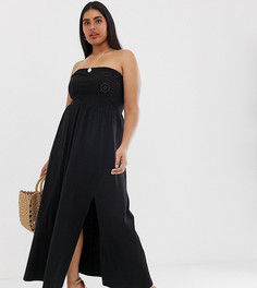 Платье-бандо макси с вышивкой ришелье ASOS DESIGN Curve-Черный
