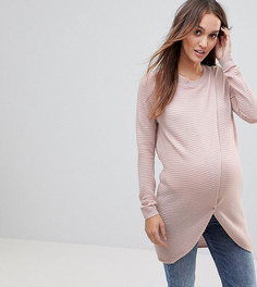 Джемпер в фактурную полоску с запахом для кормящих мам ASOS Maternity-Розовый