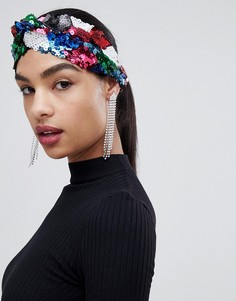 Повязка на голову с разноцветными пайетками ASOS DESIGN-Мульти