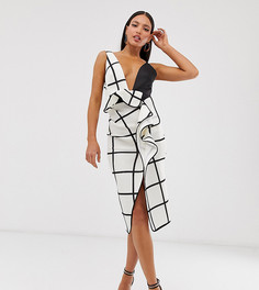 Монохромное платье-футляр миди в клетку ASOS DESIGN Tall-Мульти