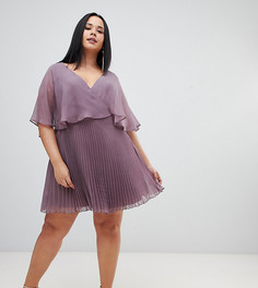 Платье мини с рукавами клеш и плиссированной юбкой ASOS DESIGN Curve-Мульти