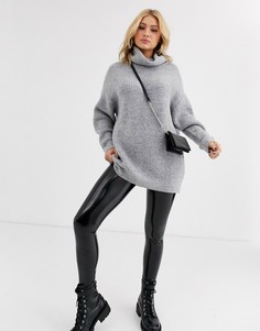 Серый длинный oversize-джемпер Bershka