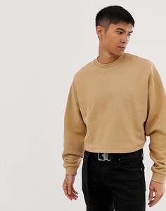 Короткий бежевый oversize-свитшот ASOS DESIGN