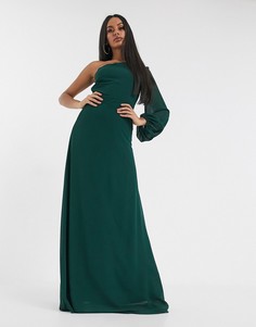 Шифоновое платье макси на одно плечо TFNC-Зеленый