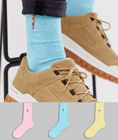 Набор из 3 пар носков до щиколотки из крученой пряжки с принтом тропических птиц ASOS DESIGN - Скидка-Мульти