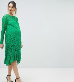 Свободное кружевное платье миди ASOS DESIGN Maternity-Зеленый