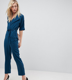 Комбинезон с запахом и поясом ASOS TALL-Синий