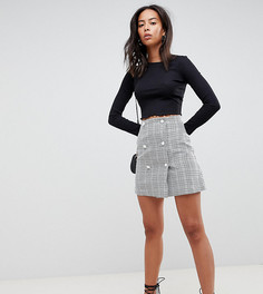 Двубортная мини-юбка в клетку ASOS DESIGN Tall-Мульти