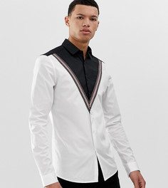 Приталенная рубашка стретч с тесьмой ASOS DESIGN Tall-Белый