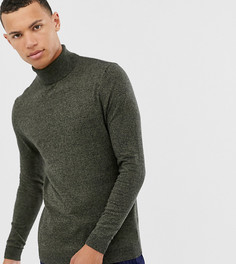 Хлопковая водолазка цвета хаки ASOS DESIGN Tall-Зеленый