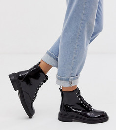 Черные походные ботинки на шнуровке New Look Wide Fit-Черный