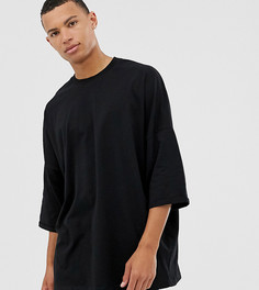 Черная удлиненная oversize-футболка с отворотами на рукавах ASOS DESIGN Tall-Черный