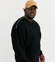 Черный oversize-свитшот с серебристыми молниями ASOS DESIGN Plus