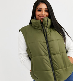Дутый нейлоновый жилет цвета хаки ASOS DESIGN Curve-Мульти