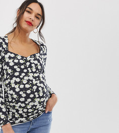 Топ с цветочным принтом и вырезом сердечком ASOS DESIGN Maternity-Мульти