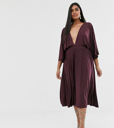 Платье-кимоно миди эксклюзивно для ASOS DESIGN Curve-Фиолетовый