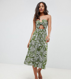 Сарафан миди с пальмовым принтом и завязкой ASOS DESIGN Tall-Мульти