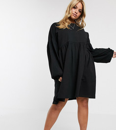 Черное oversized-платье миди с длинными рукавами ASOS DESIGN Curve-Черный