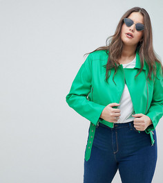Полиуретановая байкерская куртка ASOS DESIGN Curve Ultimate-Зеленый