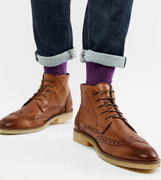Светло-коричневые кожаные ботинки-броги с натуральной подошвой ASOS DESIGN-Светло-коричневый