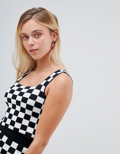 Кроп-топ с шахматным принтом ASOS DESIGN-Мульти