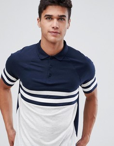 Темно-синяя футболка-поло с контрастными вставками ASOS DESIGN-Темно-синий