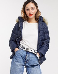 Стеганая куртка с капюшоном Tommy Jeans-Темно-синий