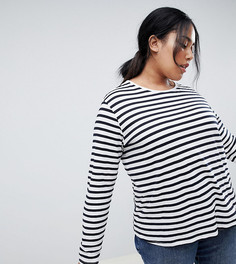 Свободный лонгслив в полоску ASOS DESIGN Curve-Мульти