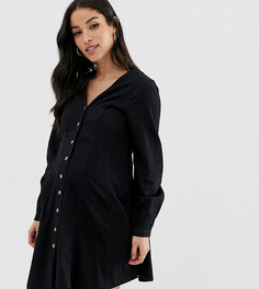 Джинсовое чайное платье на пуговицах с длинными рукавами ASOS DESIGN Maternity-Синий