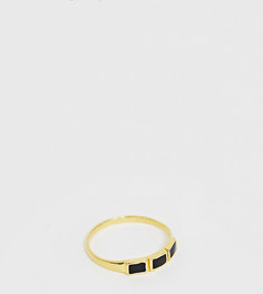 Серебряное позолоченное кольцо с черным камнем ASOS DESIGN Curve-Золотой