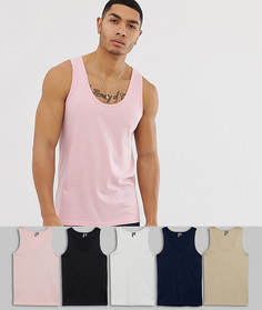 Майка из органического хлопка ASOS DESIGN - Набор из 5 шт. со скидкой-Мульти