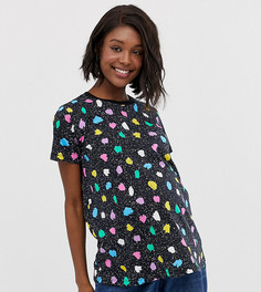 Свободная футболка с ярким пятнистым принтом ASOS DESIGN Maternity-Черный