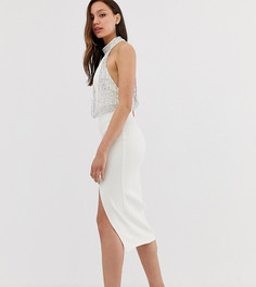 Платье-халтер миди с декорированным верхом ASOS DESIGN Tall-Мульти