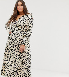 Платье макси с запахом и леопардовым принтом ASOS DESIGN Curve-Мульти