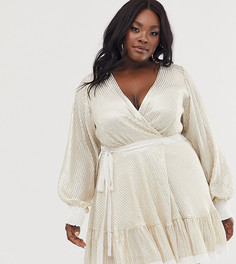Платье мини с расклешенной юбкой и пайетками ASOS DESIGN Curve-Белый