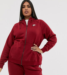 Худи бордового цвета на молнии Nike Plus Essentials-Красный