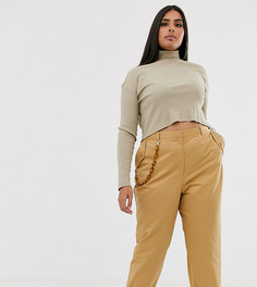 Узкие брюки с цепочкой ASOS DESIGN Curve-Бежевый