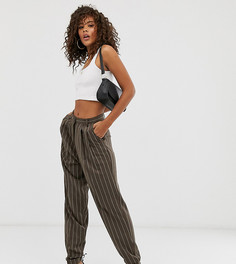 Суженные книзу брюки в тонкую полоску ASOS DESIGN Tall-Коричневый