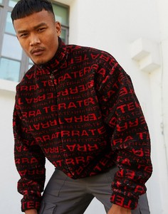 Плюшевая oversized-куртка с принтом ASOS DESIGN-Коричневый