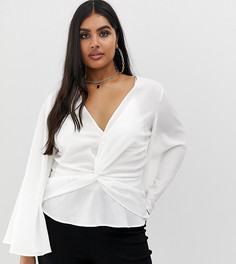 Белая блузка-кимоно с перекрученным передом Missguided Plus-Белый