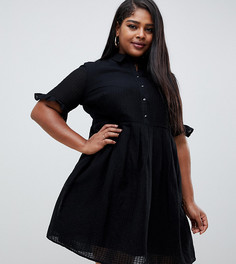 Платье-рубашка мини с оборками на рукавах ASOS DESIGN Curve-Черный