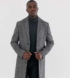 Серое фактурное пальто из ткани с добавлением шерсти ASOS DESIGN Tall-Серый