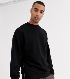 Черный oversize-свитшот с серебристыми молниями по бокам ASOS DESIGN Tall