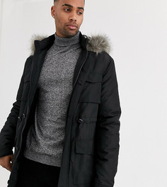 Черная парка с отстегивающимся мехом на капюшоне ASOS DESIGN Tall-Черный