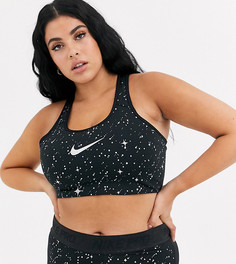 Черный бюстгальтер средней поддержки с принтом Nike Training Plus