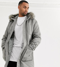 Серая парка с искусственным мехом ASOS DESIGN Tall-Серый