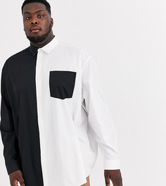 Черно-белая эластичная oversized‑рубашка со вставками ASOS DESIGN Plus-Черный