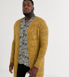 Длинный фактурный кардиган горчичного цвета ASOS DESIGN Plus-Желтый